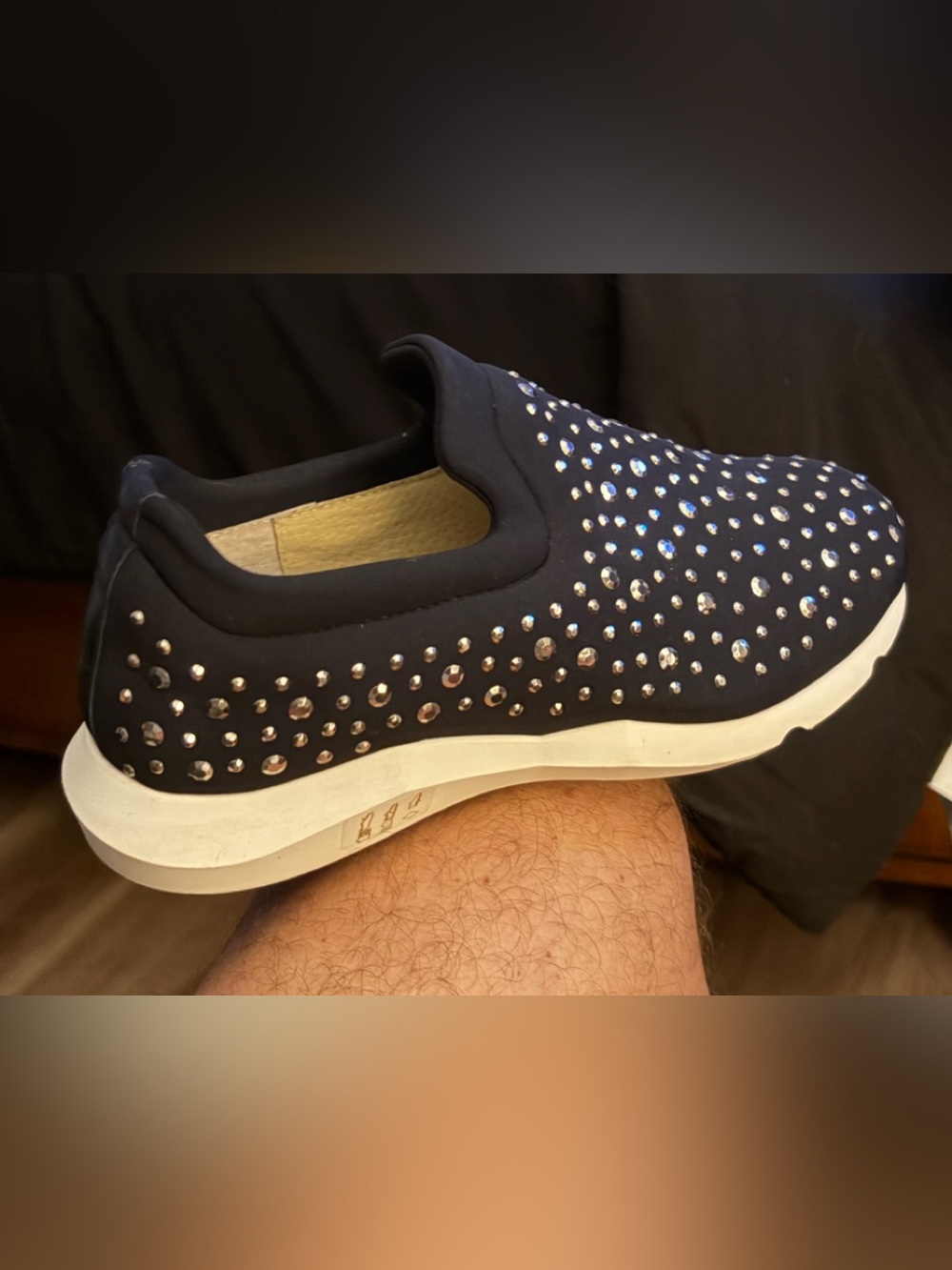Women’s Italian designerBlack studded casual Shoes sz38